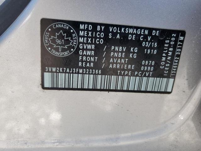 2015 VOLKSWAGEN JETTA BASE - 3VW2K7AJ3FM323366