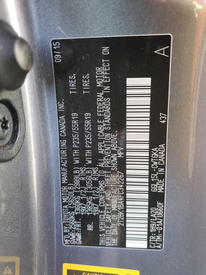 2T2BK1BA4FC342267 2015 Lexus Rx 350 Base