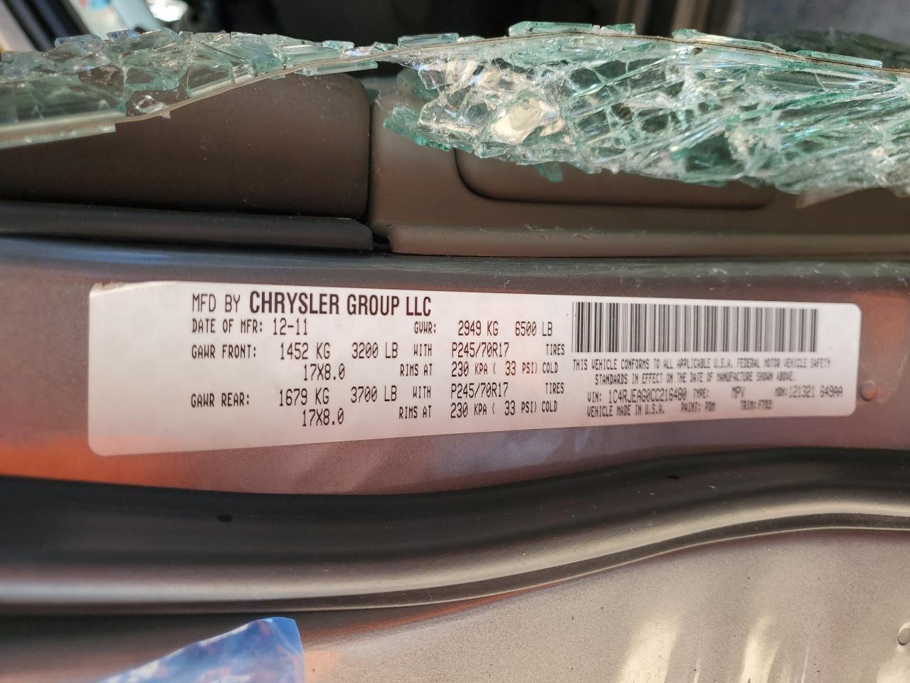 1C4RJEAG0CC216480 2012 Jeep Grand Cherokee Laredo