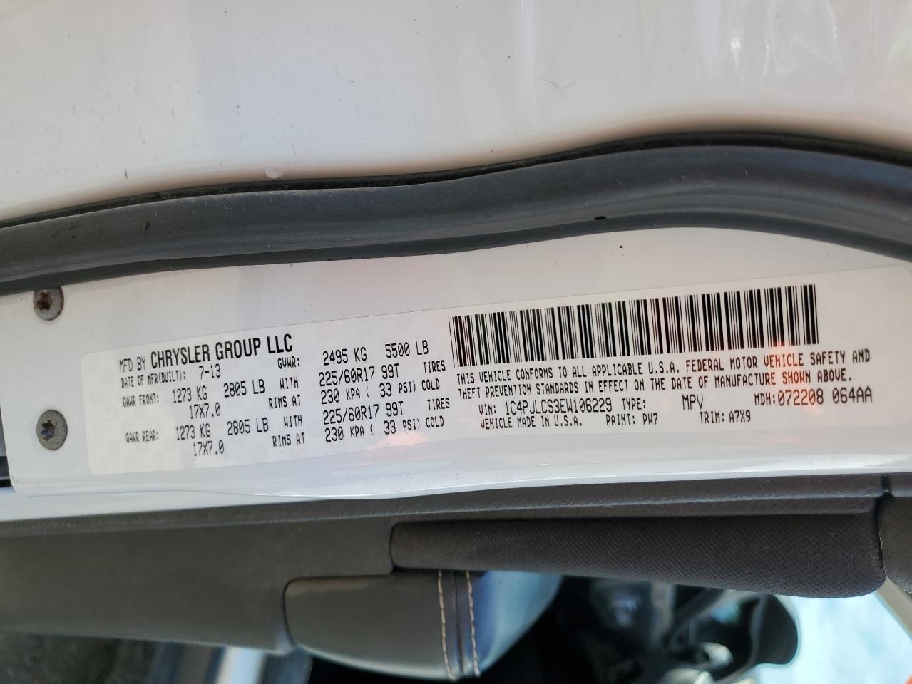 1C4PJLCS3EW106229 2014 Jeep Cherokee Latitude