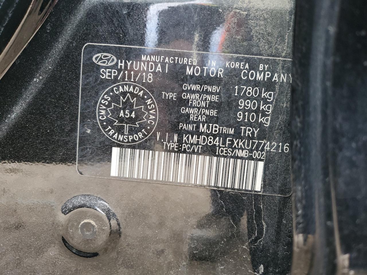 KMHD84LFXKU774216 2019 Hyundai Elantra Sel