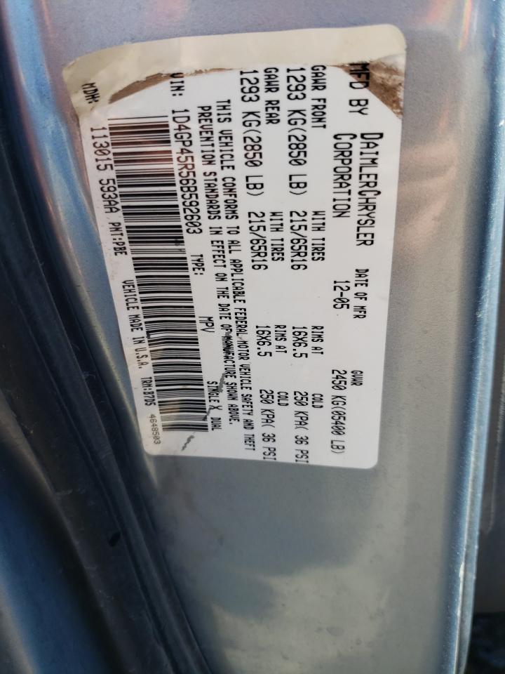 1D4GP45R56B592603 2006 Dodge Caravan Sxt