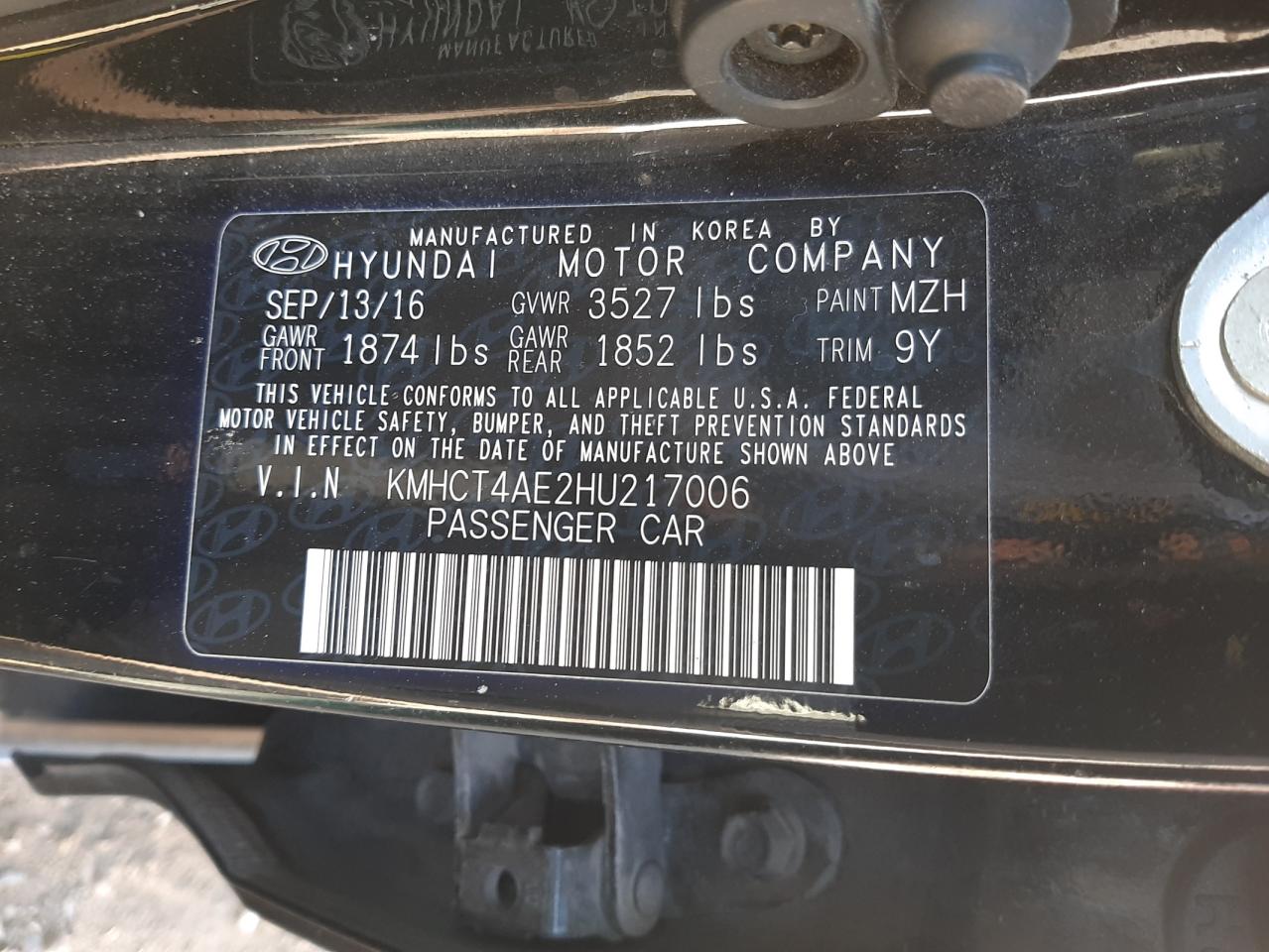 KMHCT4AE2HU217006 2017 Hyundai Accent Se