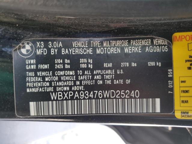Lot #2485507003 2006 BMW X3 3.0I salvage car