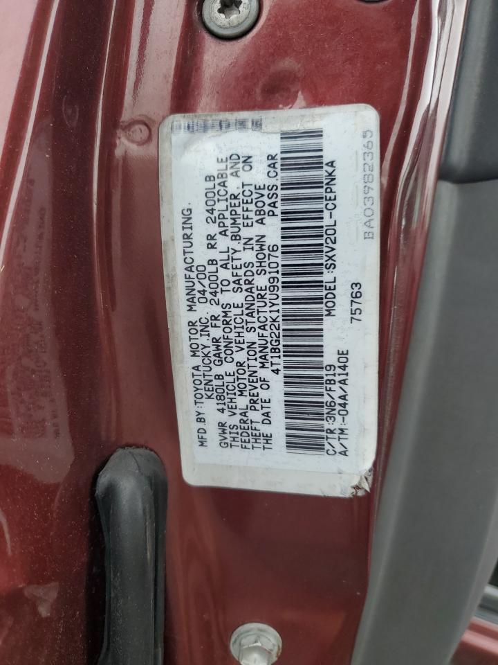 4T1BG22K1YU991076 2000 Toyota Camry Ce