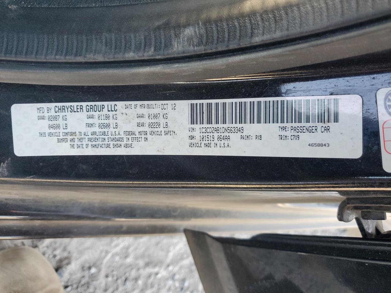 1C3CDZAB1DN563349 2013 Dodge Avenger Se