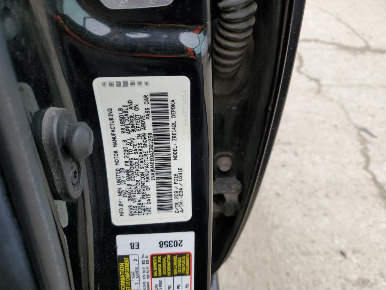 1NXBU4EE0AZ321258 2010 Toyota Corolla Base