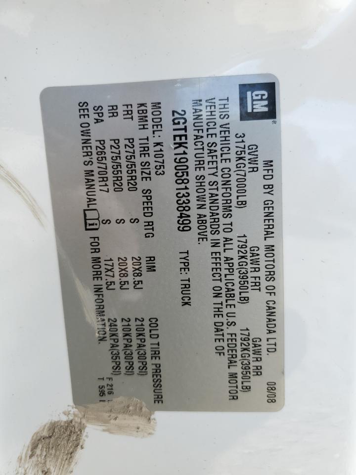 2GTEK190581338499 2008 GMC Sierra K1500