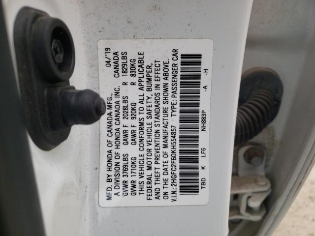 2019 HONDA CIVIC LX - 2HGFC2F60KH554857