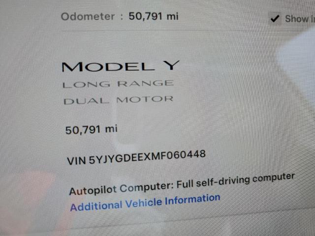 2021 Tesla Model Y VIN: 5YJYGDEEXMF060448 Lot: 52180154