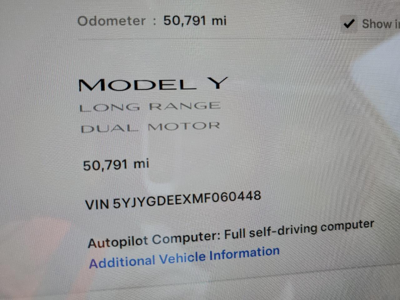 5YJYGDEEXMF060448 2021 Tesla Model Y