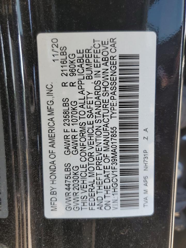 1HGCV1F39MA017855 2021 Honda Accord Sport