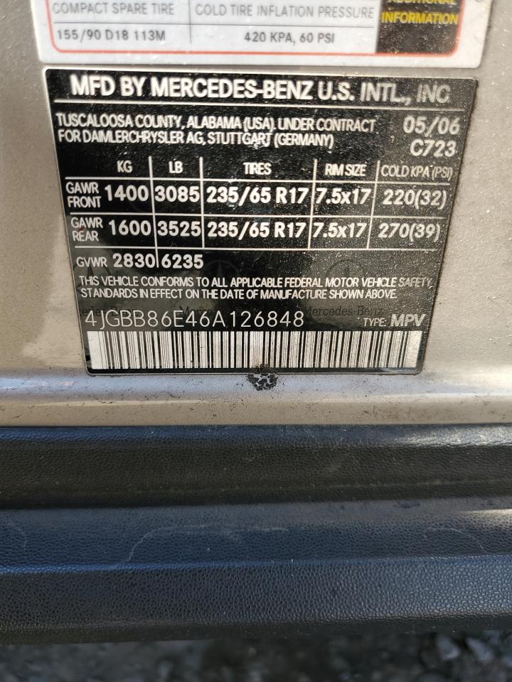 4JGBB86E46A126848 2006 Mercedes-Benz Ml 350
