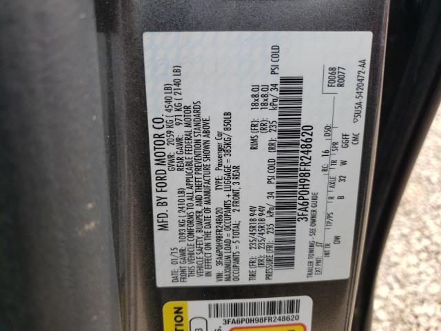 2015 Ford Fusion Se VIN: 3FA6P0H98FR248620 Lot: 49981024