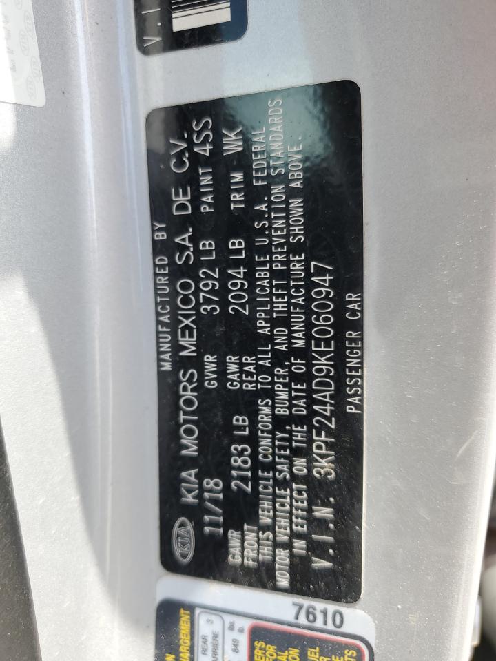 3KPF24AD9KE060947 2019 Kia Forte Fe