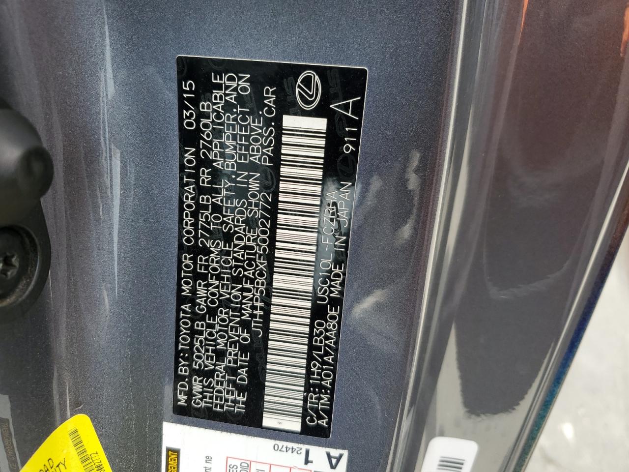 JTHHP5BCXF5002772 2015 Lexus Rc-F