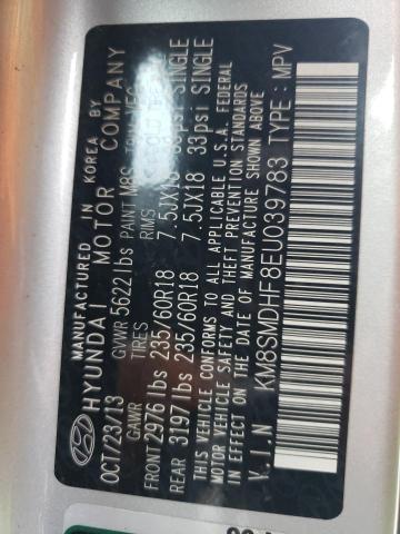 2014 Hyundai Santa Fe Gls VIN: KM8SMDHF8EU039783 Lot: 50704614