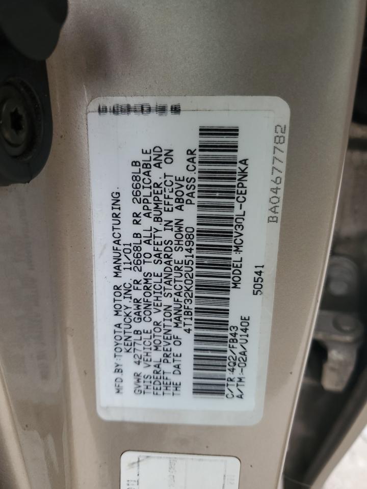 4T1BF32K02U514980 2002 Toyota Camry Le