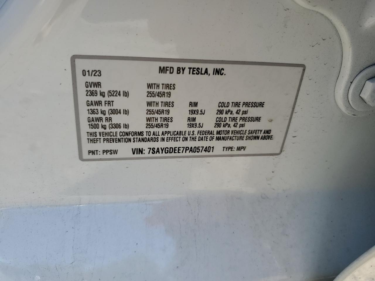 7SAYGDEE7PA057401 2023 Tesla Model Y