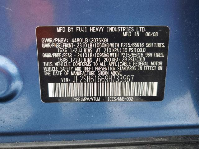 2009 Subaru Forester 2.5X VIN: JF2SH61669H733967 Lot: 49298194
