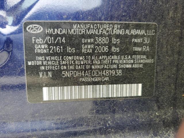 2014 Hyundai Elantra Se VIN: 5NPDH4AE0EH481938 Lot: 51369224