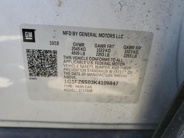 2019 Chevrolet Bolt Ev Premier VIN: 1G1FZ6S03K4109847 Lot: 51562014