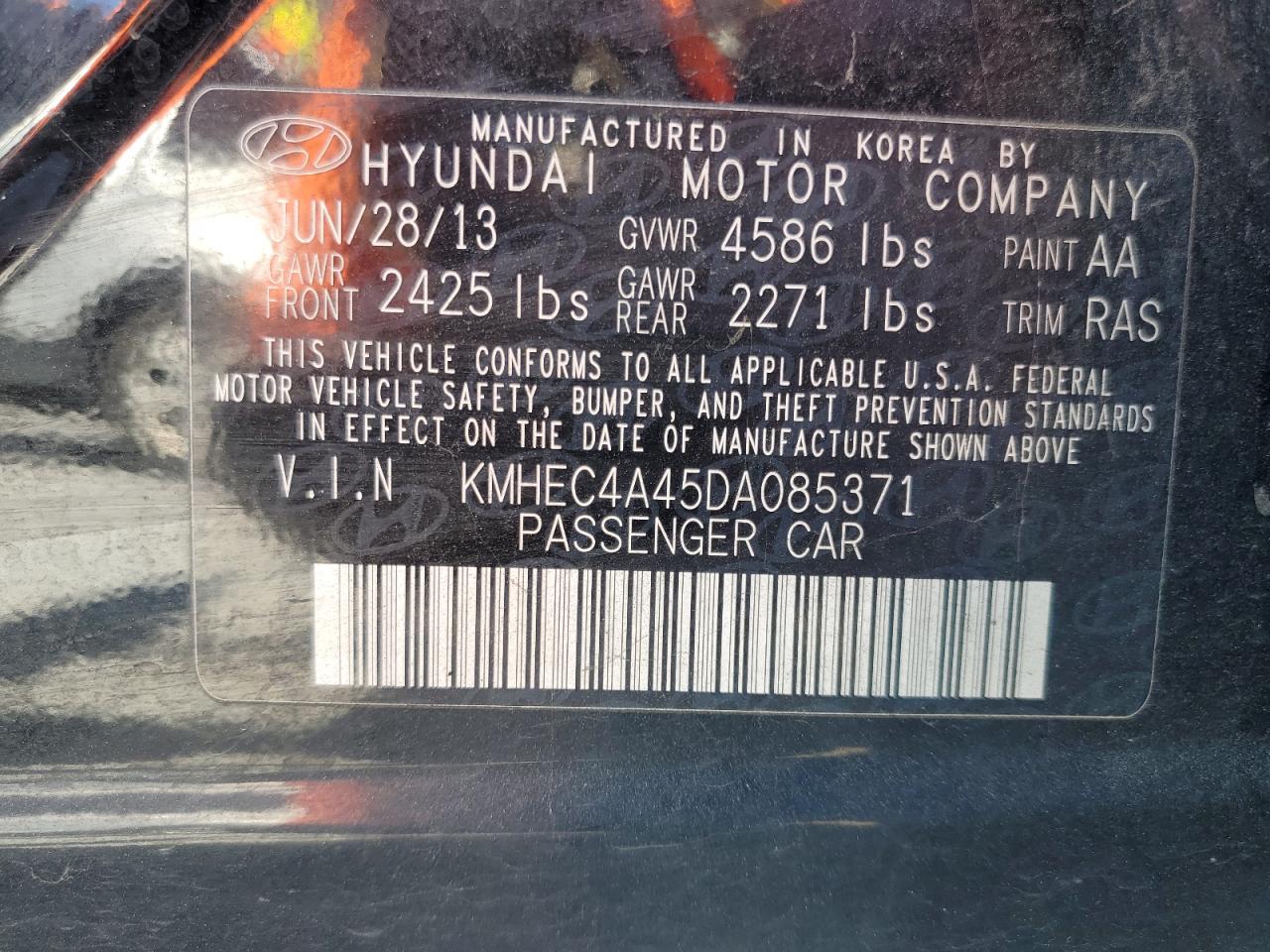 KMHEC4A45DA085371 2013 Hyundai Sonata Hybrid