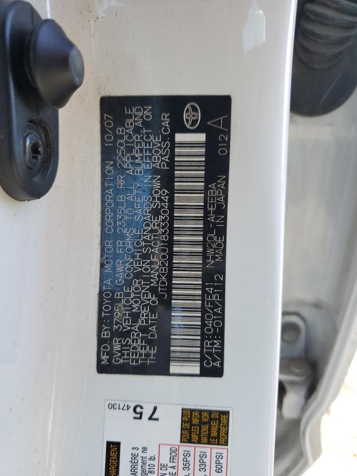 JTDKB20U183330449 2008 Toyota Prius