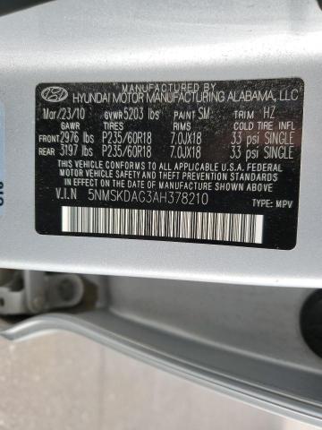 2010 Hyundai Santa Fe Limited VIN: 5NMSKDAG3AH378210 Lot: 50728944