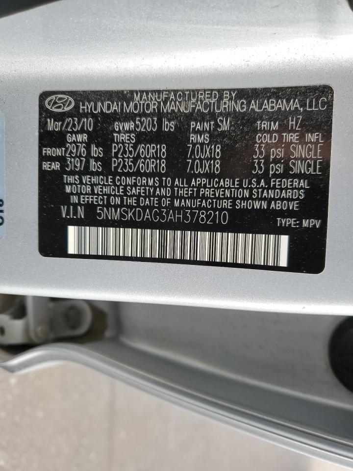 5NMSKDAG3AH378210 2010 Hyundai Santa Fe Limited