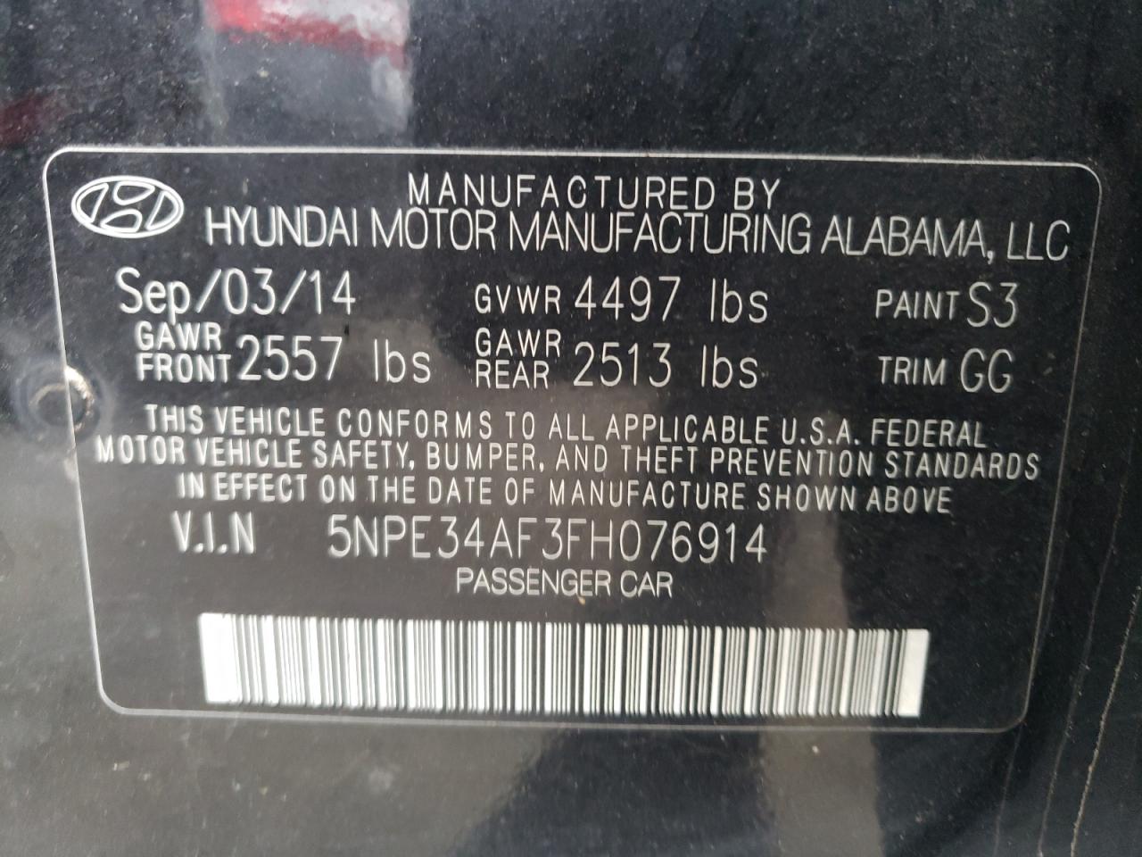 5NPE34AF3FH076914 2015 Hyundai Sonata Sport