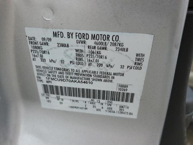 2010 Ford Escape Xlt VIN: 1FMCU9D70AKA54610 Lot: 48918694