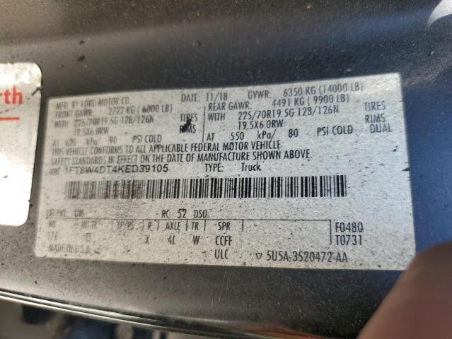2019 Ford F450 Super Duty VIN: 1FT8W4DT4KED39105 Lot: 48978274