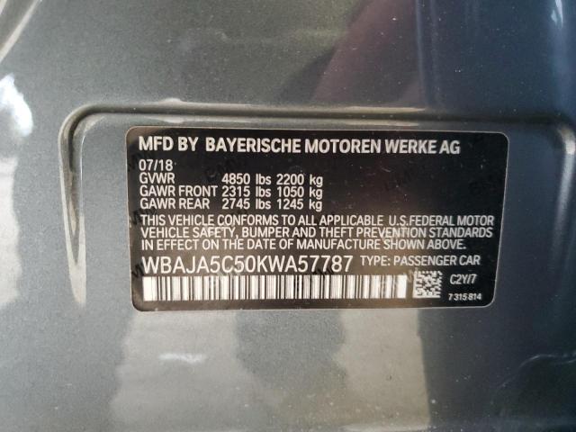 VIN WBAJA5C50KWA57787 2019 BMW 5 Series, 530 I no.12