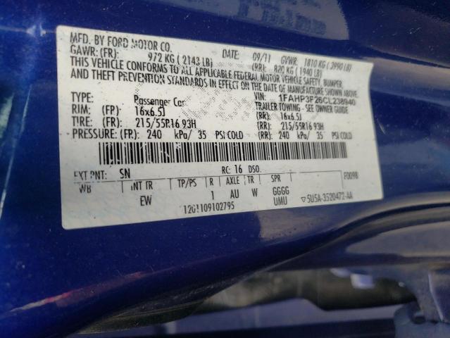 2012 Ford Focus Se VIN: 1FAHP3F26CL238940 Lot: 52404114