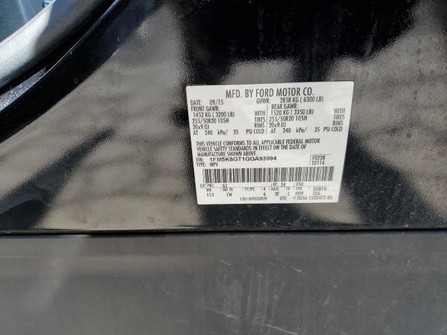 2016 Ford Explorer Sport VIN: 1FM5K8GT1GGA93994 Lot: 52144234