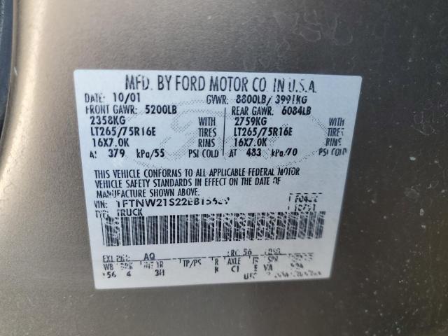 2002 Ford F250 Super Duty VIN: 1FTNW21S22EB15639 Lot: 50830304