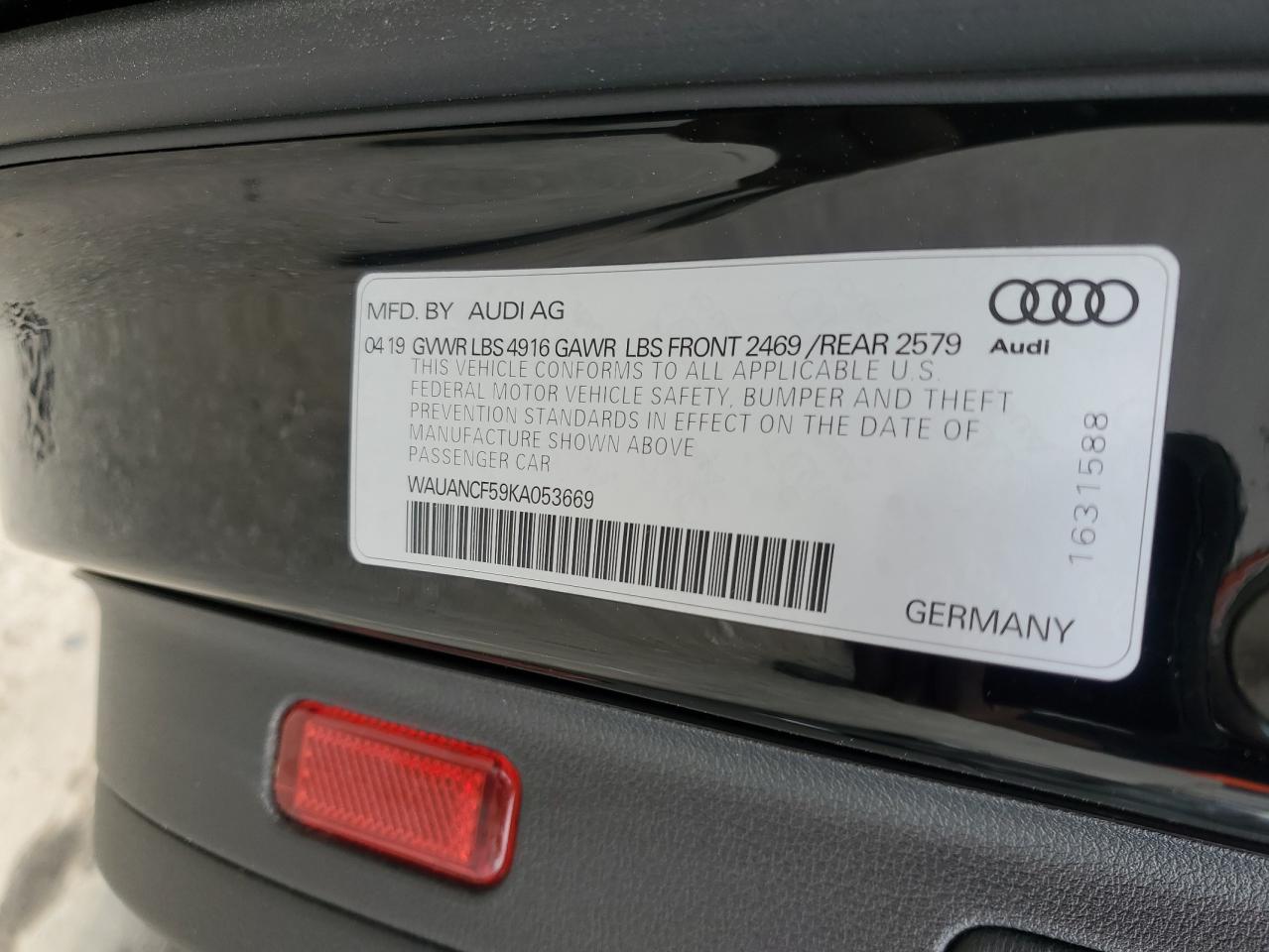 WAUANCF59KA053669 2019 Audi A5 Premium