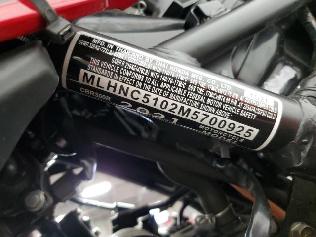 2021 HONDA CBR300 R MLHNC5102M5700925