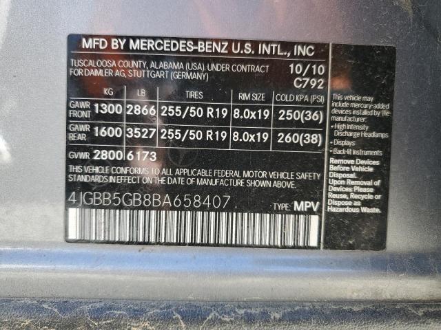 Lot #2471054042 2011 MERCEDES-BENZ ML 350 salvage car