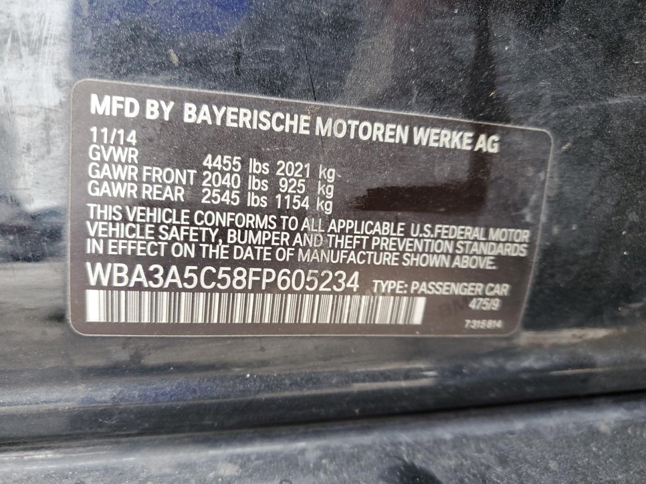 WBA3A5C58FP605234 2015 BMW 328 I