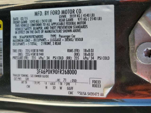 2015 Ford Fusion Titanium VIN: 3FA6P0K90FR268000 Lot: 50759064