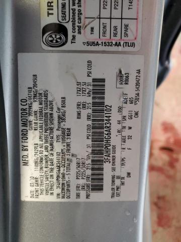 2010 Ford Fusion Se VIN: 3FAHP0HG6AR344102 Lot: 61874314