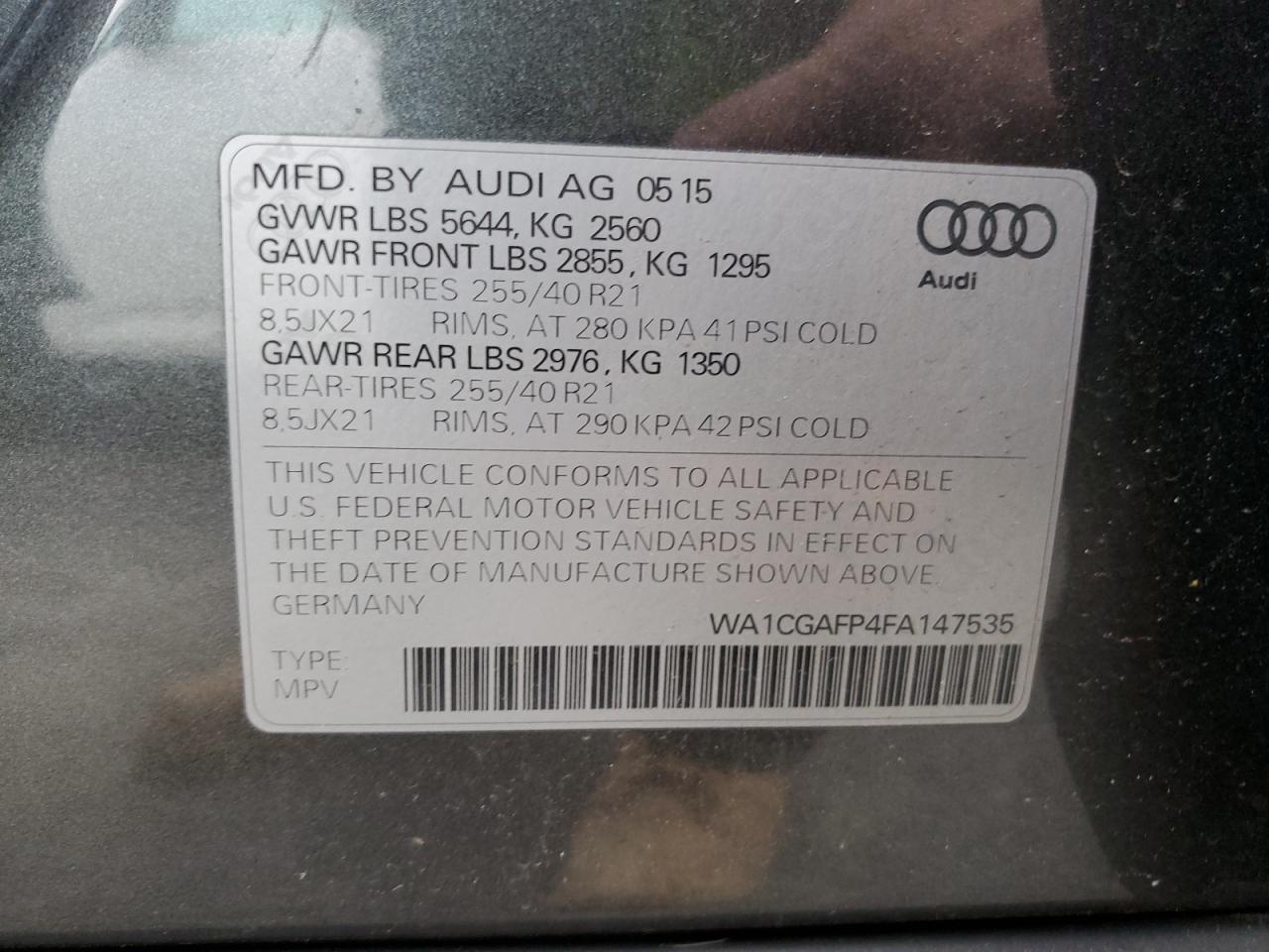 WA1CGAFP4FA147535 2015 Audi Sq5 Premium Plus