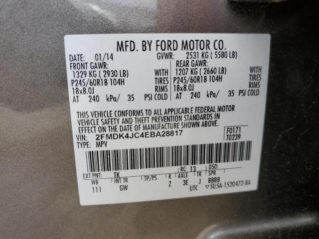 2014 Ford Edge Sel VIN: 2FMDK4JC4EBA28817 Lot: 51176684