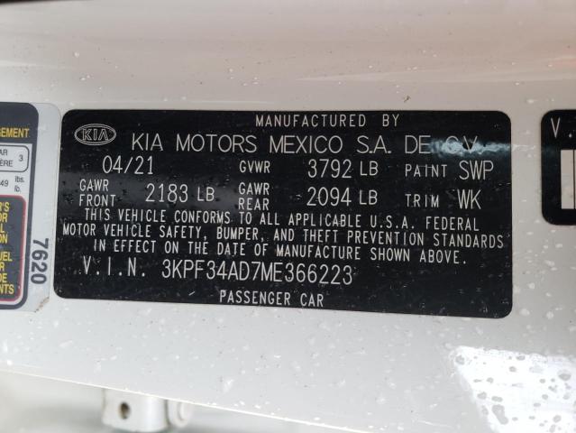 VIN 3KPF34AD7ME366223 Kia Forte GT L 2021 12