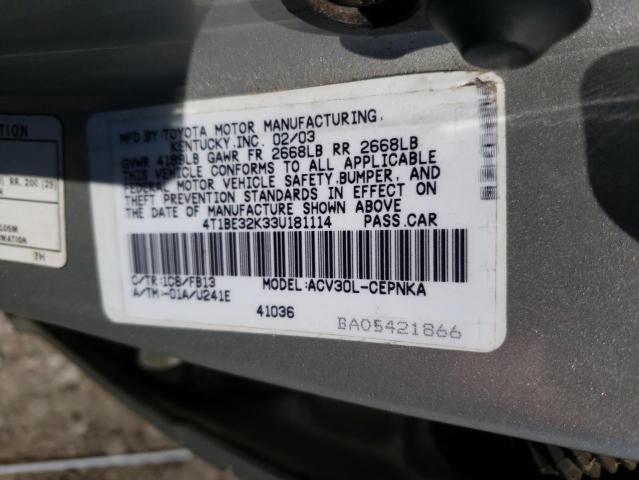 2003 Toyota Camry Le VIN: 4T1BE32K33U181114 Lot: 48637084