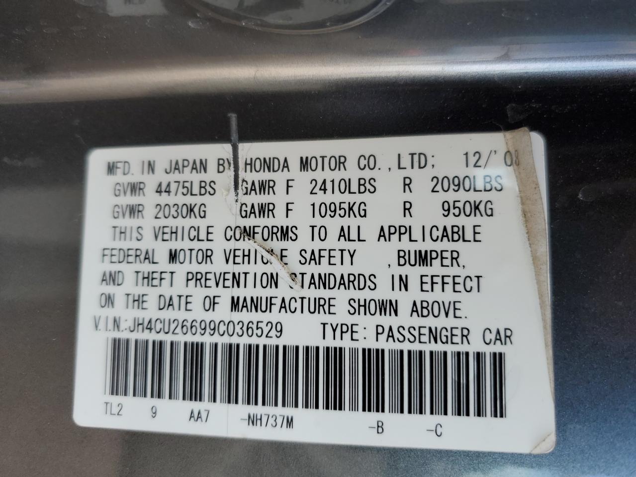 JH4CU26699C036529 2009 Acura Tsx