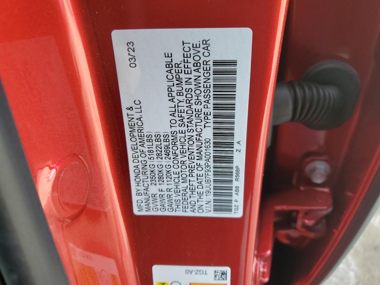 19UUB7F93PA001630 2023 Acura Tlx Type S