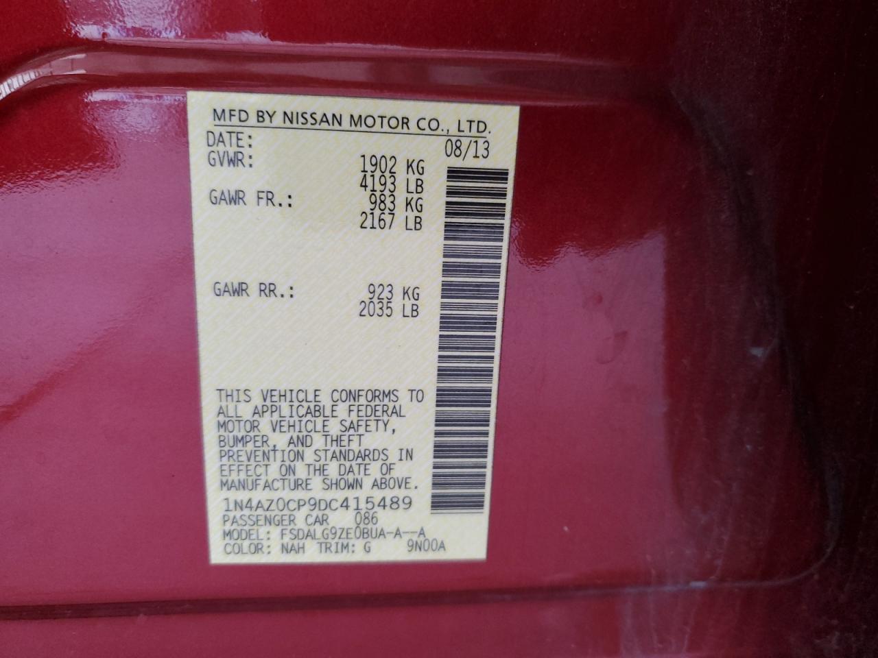 1N4AZ0CP9DC415489 2013 Nissan Leaf S